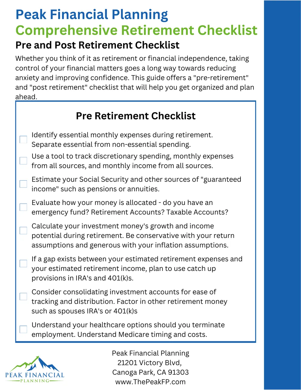 Pre Retirement Checklist